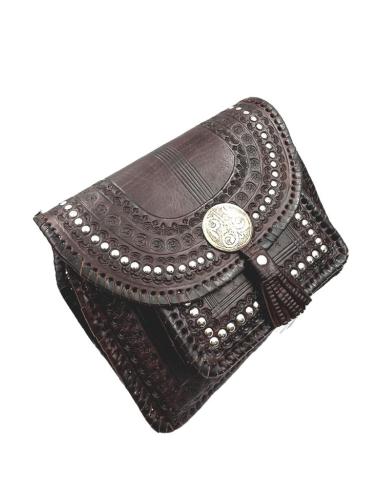 BOLSOS PIEL CUERO MARRON ESTILO TRIBAL Y ETNICO | BOLSOS ETNICOS