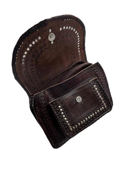 BOLSOS PIEL CUERO MARRON ESTILO TRIBAL Y ETNICO | BOLSOS ETNICOS