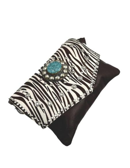 BOLSOS PIEL MARRONES CHOCOLATE ANIMAL PRINT CEBRA | BOLSOS ETNICOS