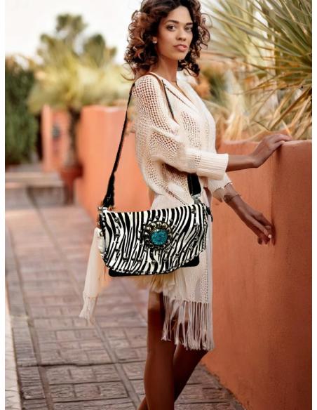 BOLSOS PIEL MARRONES CHOCOLATE ANIMAL PRINT CEBRA | BOLSOS ETNICOS