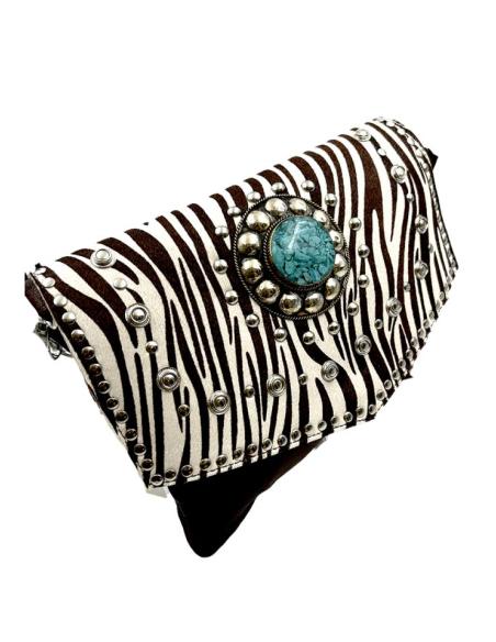 BOLSOS PIEL MARRONES CHOCOLATE ANIMAL PRINT CEBRA | BOLSOS ETNICOS