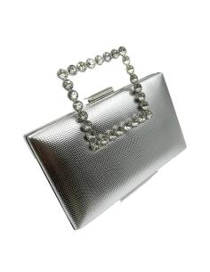 BOLSOS DE FIESTA PLATEADOS ASA JOYA CON PEDRERIA | MADRINAS BODA