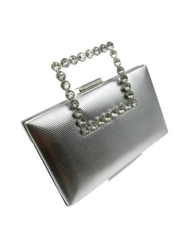 BOLSOS DE FIESTA PLATEADOS ASA JOYA CON PEDRERIA | MADRINAS BODA