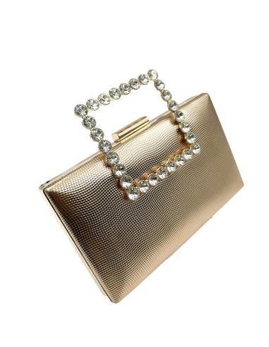 BOLSOS DE FIESTA ORO ROSA Y ASA JOYA CON PEDRERIA | MADRINAS BODA