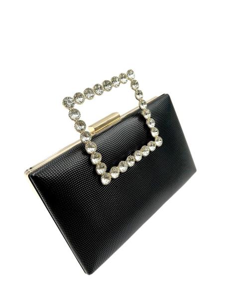 BOLSOS DE FIESTA NEGROS CON ASA JOYA DE PEDRERIA | MADRINAS BODA