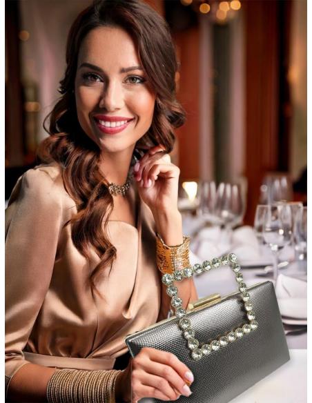 BOLSOS PLATA VIEJA DE FIESTA CON ASA JOYA PEDRERIA | MADRINAS BODA
