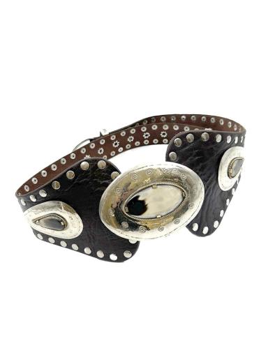 CINTURONES BOHO PIEL CUERO MARRONES CON TACHAS | MODA MUJER