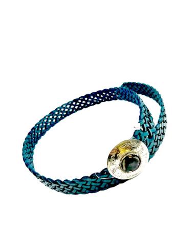 CINTURONES PIEL AZUL PETROLEO ESTRECHOS TRENZADOS | MODA MUJER