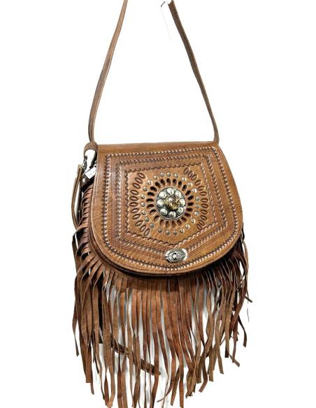 BOLSOS MUJER DE PIEL MARRONES CUERO REPUJADO | EL JARDIN DEL DESEO
