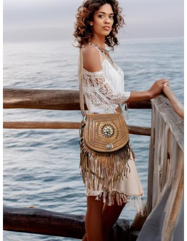 BOLSOS MUJER DE PIEL MARRONES CUERO REPUJADO | EL JARDIN DEL DESEO