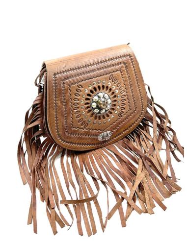 BOLSOS MUJER DE PIEL MARRONES CUERO REPUJADO | EL JARDIN DEL DESEO