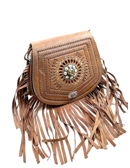 BOLSOS MUJER DE PIEL MARRONES CUERO REPUJADO | EL JARDIN DEL DESEO