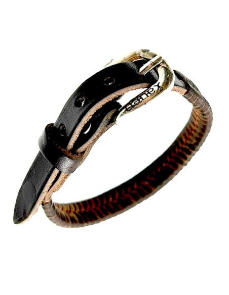 PULSERAS CUERO MARRON PLANO DE HOMBRE Y MUJER | EL JARDIN DEL DESEO