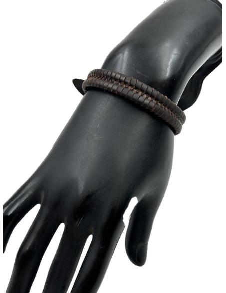 PULSERAS CUERO MARRON PLANO DE HOMBRE Y MUJER | EL JARDIN DEL DESEO