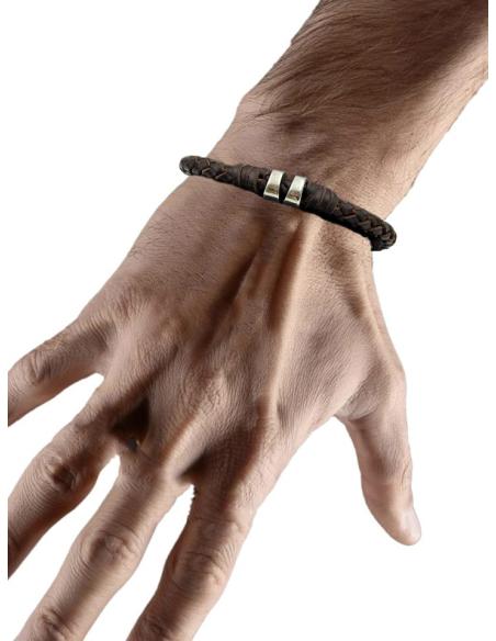 PULSERAS DE HOMBRE CUERO MARRON Y ACERO | EL JARDIN DEL DESEO