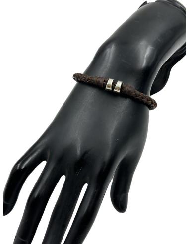 PULSERAS DE HOMBRE CUERO MARRON Y ACERO | EL JARDIN DEL DESEO