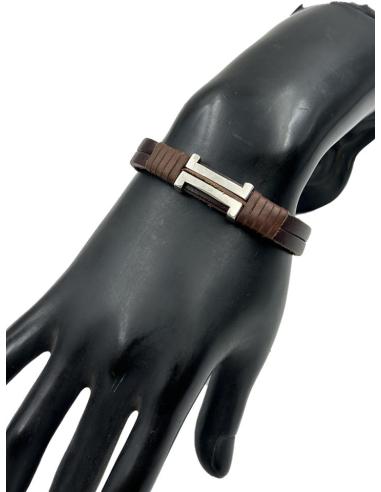 PULSERAS HOMBRE DE CUERO MARRON Y ACERO | EL JARDIN DEL DESEO