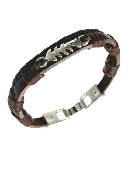 PULSERAS CUERO PARA HOMBRE Y MUJER RASPA PESCADO | EL JARDIN DEL DESEO