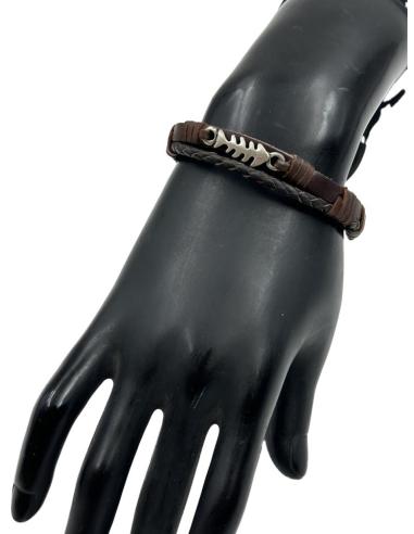 PULSERAS CUERO PARA HOMBRE Y MUJER RASPA PESCADO | EL JARDIN DEL DESEO