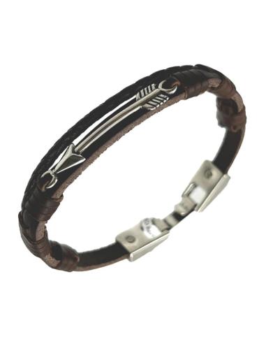 PULSERAS HOMBRE DE CUERO Y FLECHA PLATEADA | EL JARDIN DEL DESEO