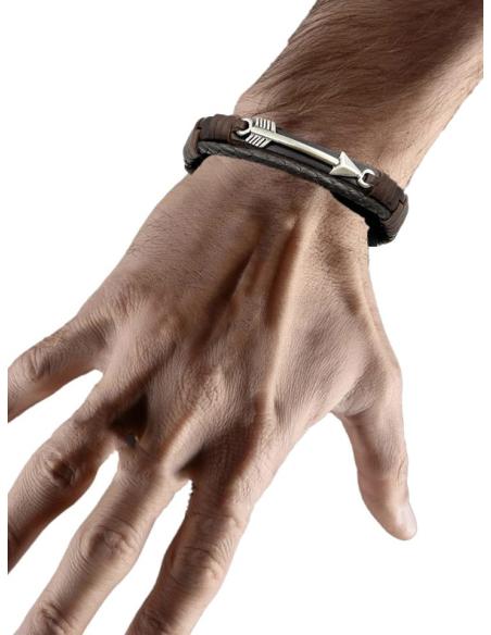 PULSERAS HOMBRE DE CUERO Y FLECHA PLATEADA | EL JARDIN DEL DESEO