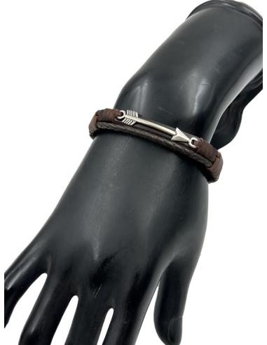 PULSERAS HOMBRE DE CUERO Y FLECHA PLATEADA | EL JARDIN DEL DESEO