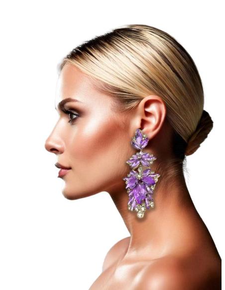 PENDIENTES LILAS LARGOS PEDRERIA ESPECTACULAR | INVITADAS DE BODAS