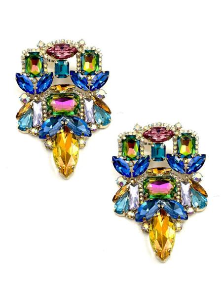 PENDIENTES DE INVITADA LARGOS CRISTAL MULTICOLOR | BODAS Y EVENTOS