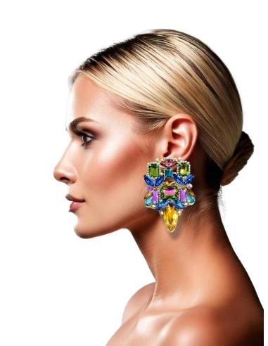 PENDIENTES DE INVITADA LARGOS CRISTAL MULTICOLOR | BODAS Y EVENTOS
