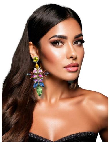 PENDIENTES FIESTA LARGOS CRUZ MULTICOLOR | INVITADAS DE BODAS