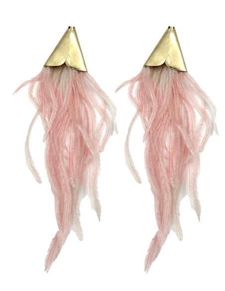 PENDIENTES DE PLUMAS ROSAS PARA BODA Y FIESTA | EL JARDIN DEL DESEO