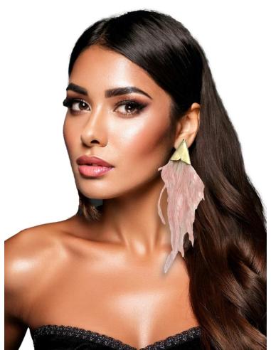 PENDIENTES DE PLUMAS ROSAS PARA BODA Y FIESTA | EL JARDIN DEL DESEO