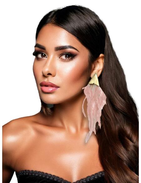 PENDIENTES DE PLUMAS ROSAS PARA BODA Y FIESTA | EL JARDIN DEL DESEO