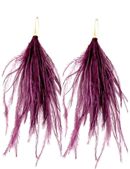 PENDIENTES MORADOS DE PLUMAS MUY ESTILOSOS | EL JARDIN DEL DESEO