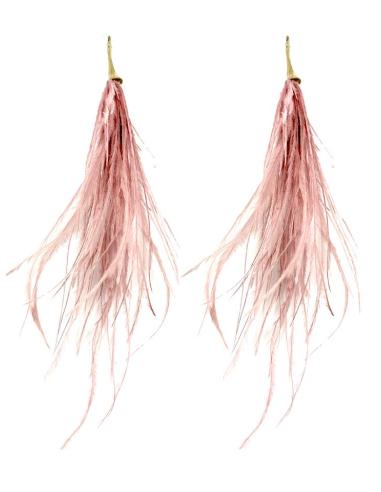 PENDIENTES ROSAS DE PLUMAS MUY ESTILOSOS | EL JARDIN DEL DESEO