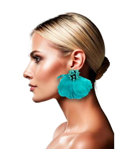 PENDIENTES BODA DE PLUMAS VERDE MAR SOFISTICADOS | EL JARDIN DEL DESEO