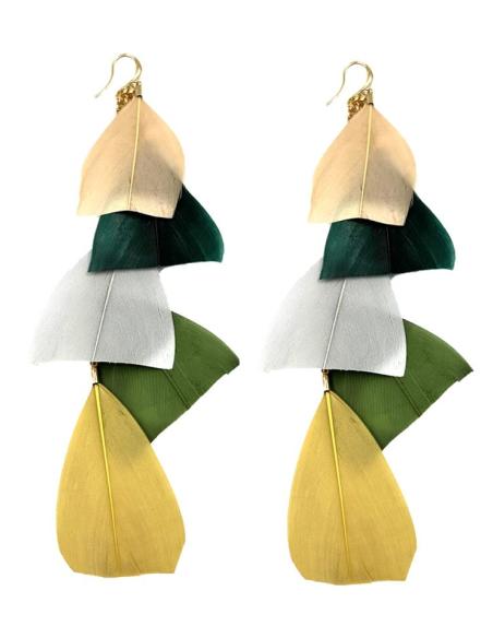 PENDIENTES DE PLUMAS LARGOS ELEGANTE ESTILO BOHO | EL JARDIN DEL DESEO