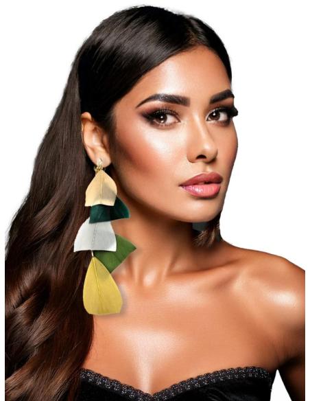 PENDIENTES DE PLUMAS LARGOS ELEGANTE ESTILO BOHO | EL JARDIN DEL DESEO