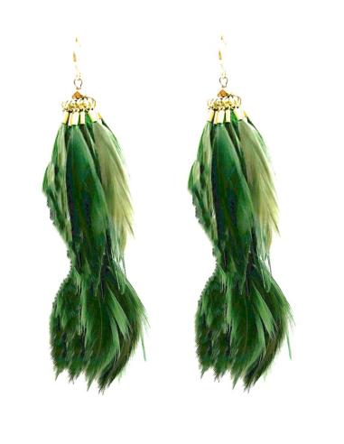PENDIENTES VERDES DE PLUMAS LOOK IRRESISTIBLE | EL JARDIN DEL DESEO