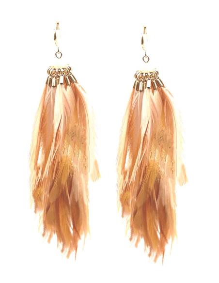 PENDIENTES MELOCOTON DE PLUMAS LOOK IRRESISTIBLE | EL JARDIN DEL DESEO