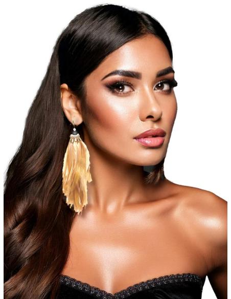 PENDIENTES MELOCOTON DE PLUMAS LOOK IRRESISTIBLE | EL JARDIN DEL DESEO