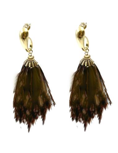 PENDIENTES MARRONES DE PLUMAS PARA NOCHE Y FIESTA | EL JARDIN DEL DESEO