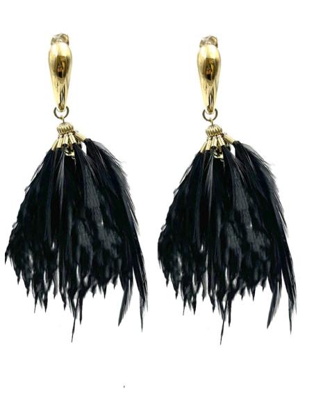 PENDIENTES NEGROS DE PLUMAS PARA NOCHE Y FIESTA | EL JARDIN DEL DESEO