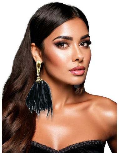 PENDIENTES NEGROS DE PLUMAS PARA NOCHE Y FIESTA | EL JARDIN DEL DESEO