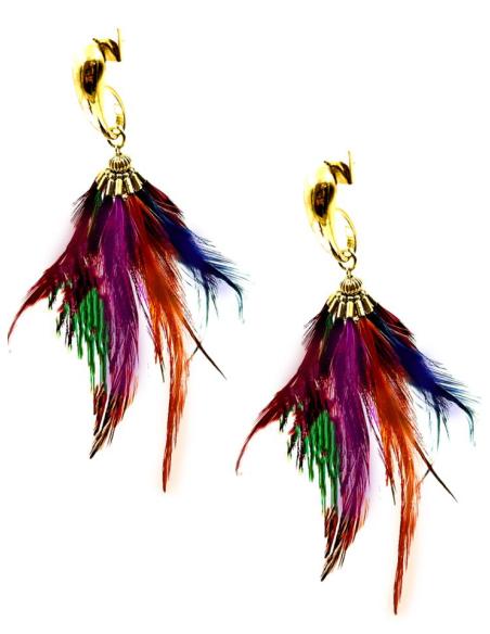 PENDIENTES COLORIDOS CON PLUMAS DE FIESTA Y NOCHE | EL JARDIN DEL DESEO