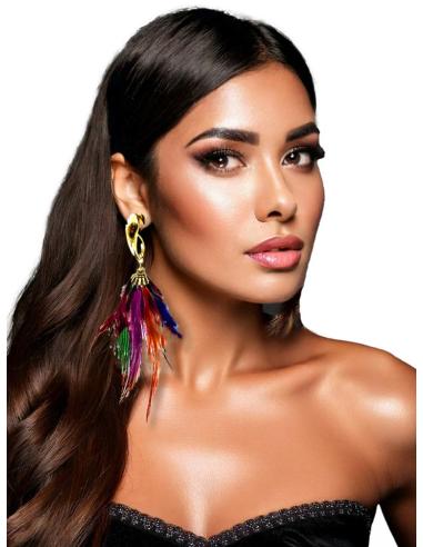 PENDIENTES COLORIDOS CON PLUMAS DE FIESTA Y NOCHE | EL JARDIN DEL DESEO