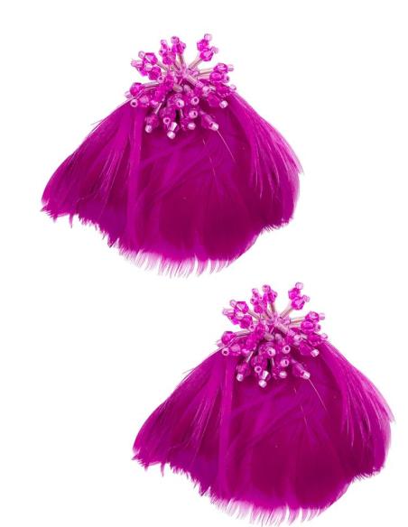 PENDIENTES BODA DE PLUMAS BUGAMBILIAS CARDENAL | EL JARDIN DEL DESEO