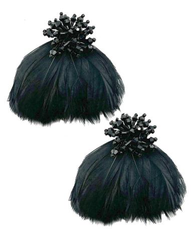 PENDIENTES BODA DE PLUMAS NEGROS MUY SOFISTICADOS | EL JARDIN DEL DESEO