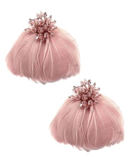 PENDIENTES BODA DE PLUMAS ROSAS MUY SOFISTICADOS | EL JARDIN DEL DESEO