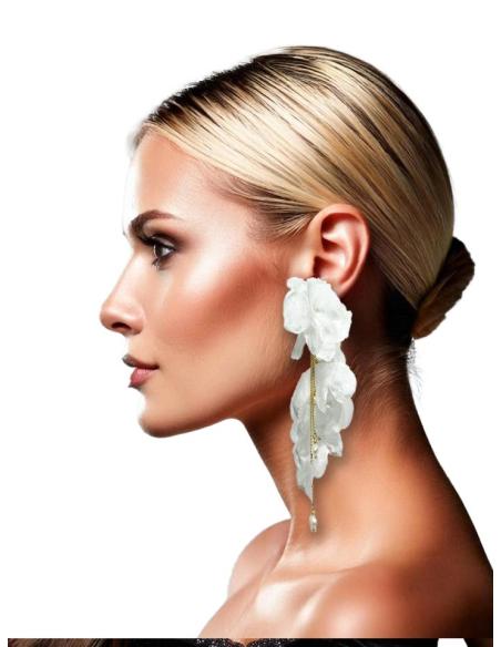 PENDIENTES BODA BLANCOS DE TELA SEDOSA Y PERLAS | EL JARDIN DEL DESEO